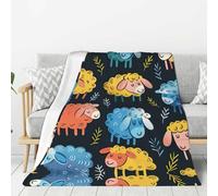 Hingor Cute Colorful Sheep Cartoon Pattern Print Throw Blankets All Season Ultra Soft Warm Fleece Blanket For Home Bed Sofa Couch Chair Outdoor Travel Camping (80x60) Inch