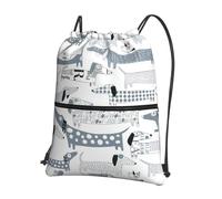 Hingor Cute Dachshund Dog Print Drawstring Backpack String Bag Sackpack Cinch Water Resistant For Gym Shopping Sport Yoga