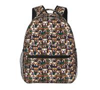 Hingor Cute English Bulldog Print Unisex Leisure Backpack Lightweight Travel Work Everyday Use Weekend Getaways