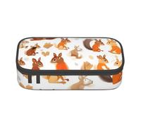 Hingor Cute Squirrels Print Pencil Case for Girls Boys, Large Capacity Pencil Case Pouch with 3 Compartment, Stationery Storage Organizer for Women Men Adults School Office College Students