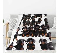 Hingor Dachshund Weiner Pet Dog Print Throw Blankets All Season Ultra Soft Warm Fleece Blanket For Home Bed Sofa Couch Chair Outdoor Travel Camping (80x60) Inch