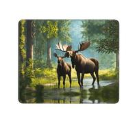 Hingor Deer Bear Moose Print Mouse Pad, Office Home Personalized Mouse Mat Design, Waterproof Mousepad, Non-Slip Rubber Base Computer Mouse Pads For Wireless Mouse