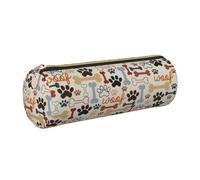 Hingor Dog Bones Paw Prints Print Pu Pencil Pen Case Portable Stationery Bag Pouch Cosmetic Organizer Bag for Man and Woman