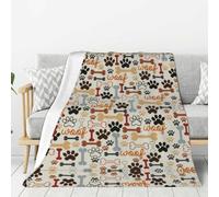 Hingor Dog Bones Paw Prints Print Throw Blankets All Season Ultra Soft Warm Fleece Blanket For Home Bed Sofa Couch Chair Outdoor Travel Camping (80x60) Inch