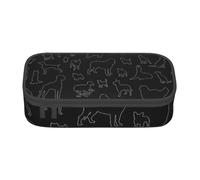 Hingor Dog Show Black Print Pencil Case for Girls Boys, Large Capacity Pencil Case Pouch with 3 Compartment, Stationery Storage Organizer for Women Men Adults School Office College Students