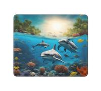 Hingor Dolphins Sea Turtle Shark Octopus Coral Print Mouse Pad, Office Home Personalized Mouse Mat Design, Waterproof Mousepad, Non-Slip Rubber Base Computer Mouse Pads For Wireless Mouse