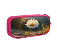 Hingor Elegant Spring Daisy Flowers Print Pencil Case, Large Capacity Pen Case Bag Pouch Holder Stationery Desk Organizer with Zipper for School & Office Supplies