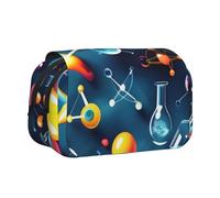 Hingor Fashion Abstract Science Chemistry Print Pen Pencil Double-Layer Zipper Pencil Case Pouch, Clear Makeup Color Pouch Cosmetics Bag Multi-Purpose Stationary Bag