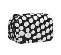 Hingor Fashion Black White Polka Dots Pattern Print Pen Pencil Double-Layer Zipper Pencil Case Pouch, Clear Makeup Color Pouch Cosmetics Bag Multi-Purpose Stationary Bag