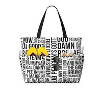 Hingor Fashion Game Quotes Print Beach Bag Waterproof Beach Totes Bags For Women, Lightweight Foldable Pool Bag With Zipper Wet Compartment