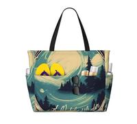 Hingor Fashion Not All Who Wander Are Lost 1 Print Beach Bag Waterproof Beach Totes Bags For Women, Lightweight Foldable Pool Bag With Zipper Wet Compartment