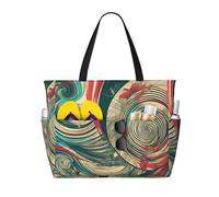 Hingor Fashion Not All Who Wander Are Lost Print Beach Bag Waterproof Beach Totes Bags For Women, Lightweight Foldable Pool Bag With Zipper Wet Compartment