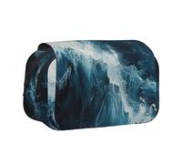 Hingor Fashion Within The Tides Print Pen Pencil Double-Layer Zipper Pencil Case Pouch, Clear Makeup Color Pouch Cosmetics Bag Multi-Purpose Stationary Bag