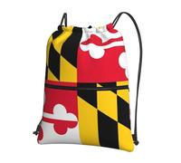 Hingor Flag Of Maryland Print Drawstring Backpack String Bag Sackpack Cinch Water Resistant For Gym Shopping Sport Yoga