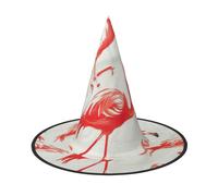 Hingor Flamingos On White Print Halloween Hat For Women, Adult Witches Cosplay Accessories, Foldable Pointed Hat
