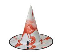 Hingor Flamingos On White Print Halloween Hat For Women, Adult Witches Cosplay Accessories, Foldable Pointed Hat
