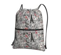 Hingor French Fashion Model Ferrets Print Drawstring Backpack String Bag Sackpack Cinch Water Resistant For Gym Shopping Sport Yoga