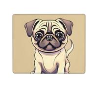 Hingor Funny Cartoon Pug Puppy Dogs Print Mouse Pad With Stitched Edge Premium Textured Smooth Precise Operation Waterproof Washable Non-Slip Rubber Base Desktop Protection Mat 9 X 7 Inch