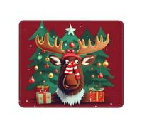 Hingor Funny Christmas Moose Print Mouse Pad, Office Home Personalized Mouse Mat Design, Waterproof Mousepad, Non-Slip Rubber Base Computer Mouse Pads For Wireless Mouse