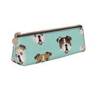 Hingor Funny English Bulldog Print Stylish and Practical Pencil Case Large Capacity Triangle Pencil Pouch with Zipper
