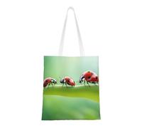 Hingor Funny Ladybug Print Aesthetic Canvas Tote Bag For Women, Cute, Trendy & Reusable Canvas Shopping Bag Bags For School, Shopping, Gym, Library And Beach