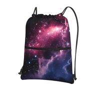 Hingor Galaxy Starry Space Purple Starry Print Drawstring Backpack String Bag Sackpack Cinch Water Resistant For Gym Shopping Sport Yoga
