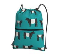 Hingor Galloway Cow Print Drawstring Backpack String Bag Sackpack Cinch Water Resistant For Gym Shopping Sport Yoga