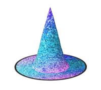 Hingor Glitter Sequin Spot Print Halloween Hat For Women, Adult Witches Cosplay Accessories, Foldable Pointed Hat
