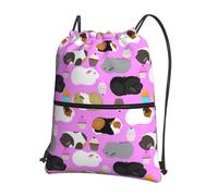 Hingor Guinea Pigs And Cupcakes Print Drawstring Backpack String Bag Sackpack Cinch Water Resistant For Gym Shopping Sport Yoga