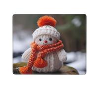 Hingor Happy Snowman Print Mouse Pad With Stitched Edge Premium Textured Smooth Precise Operation Waterproof Washable Non-Slip Rubber Base Desktop Protection Mat 9 X 7 Inch