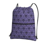 Hingor Haunted Mansion Print Drawstring Backpack String Bag Sackpack Cinch Water Resistant For Gym Shopping Sport Yoga