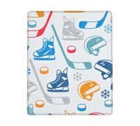 Hingor Hockey Elements Creative Patterned Print Mouse Pad With Stitched Edges - Mousepad For, 9 X 7 Inch Washable Square Desk Pad, Non-Slip Rubber Base, Office Home Laptop Accessories