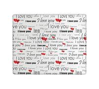 Hingor I Love You Words With Hearts Print Mouse Pad With Stitched Edge Premium Textured Smooth Precise Operation Waterproof Washable Non-Slip Rubber Base Desktop Protection Mat 9 X 7 Inch