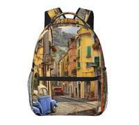 Hingor Italian Street Print Unisex Leisure Backpack Lightweight Travel Work Everyday Use Weekend Getaways