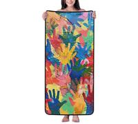 Hingor Kids Hand Print Print Microfiber Coral Velvet Soft Absorbent Bath Towels Bathroom Towels For Gym Beach Pool Hotel
