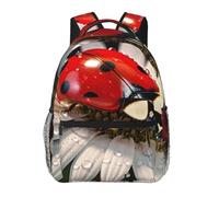 Hingor Ladybug Flower Print Unisex Leisure Backpack Lightweight Travel Work Everyday Use Weekend Getaways