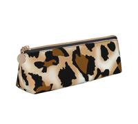 Hingor Leopard Print Stylish and Practical Pencil Case Large Capacity Triangle Pencil Pouch with Zipper