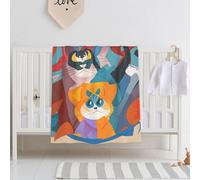 Hingor Lovely Cartoon Cats Print Baby Blankets, Toddler Blanket For Boys Girls, Double Layer, Crib Receiving Blanket,