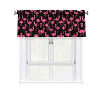 Hingor Lovely Pink Flamingos Print Blackout Striped Curtain Valance For Kitchen Blackout Curtains, Thermal Insulated Curtains, Wave Line Foil 54x18in