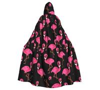 Hingor Lovely Pink Flamingos Print Hooded Cloak,Carnival Cape, Adults Hooded Cloak Cape, For Halloween Cosplay Costumes