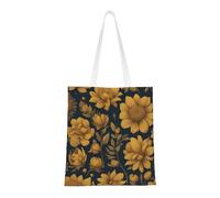 Hingor Many Golden Flowers 1 Print Aesthetic Canvas Tote Bag For Women, Cute, Trendy & Reusable Canvas Shopping Bag Bags For School, Shopping, Gym, Library And Beach