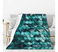 Hingor Mermaid Fish Scale Print Print Throw Blankets All Season Ultra Soft Warm Fleece Blanket For Home Bed Sofa Couch Chair Outdoor Travel Camping (80x60) Inch