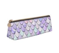 Hingor Mermaid Pastel Pink Purple Aqua Tea Print Stylish and Practical Pencil Case Large Capacity Triangle Pencil Pouch with Zipper