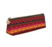 Hingor Mexican Folk Art Boho Print Stylish and Practical Pencil Case Large Capacity Triangle Pencil Pouch with Zipper