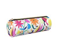 Hingor Mexican Otomi Animals Print Pu Pencil Pen Case Portable Stationery Bag Pouch Cosmetic Organizer Bag for Man and Woman