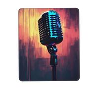 Hingor Microphone with Music Note print Mouse Pad with Stitched Edges, Premium-Textured Mouse Mat Pad, Non-Slip Rubber Base Mousepad for Gaming Laptop Computer