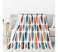 Hingor Mid Century Modern Retro With Drop Shapes Print Throw Blankets All Season Ultra Soft Warm Fleece Blanket For Home Bed Sofa Couch Chair Outdoor Travel Camping (80x60) Inch