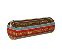 Hingor Native American Pattern Print Pu Pencil Pen Case Portable Stationery Bag Pouch Cosmetic Organizer Bag for Man and Woman