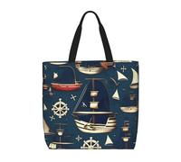 Hingor Nautical Sailing Pirate Theme Print Totes Bag Handbag Crossbody Bag Large Capacity Shoulder Bags With Zipper For Women Ladies Girls School,College,Shopping,Work