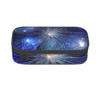 Hingor New Year Pyrotechnics Print Pencil Case for Girls Boys, Large Capacity Pencil Case Pouch with 3 Compartment, Stationery Storage Organizer for Women Men Adults School Office College Students